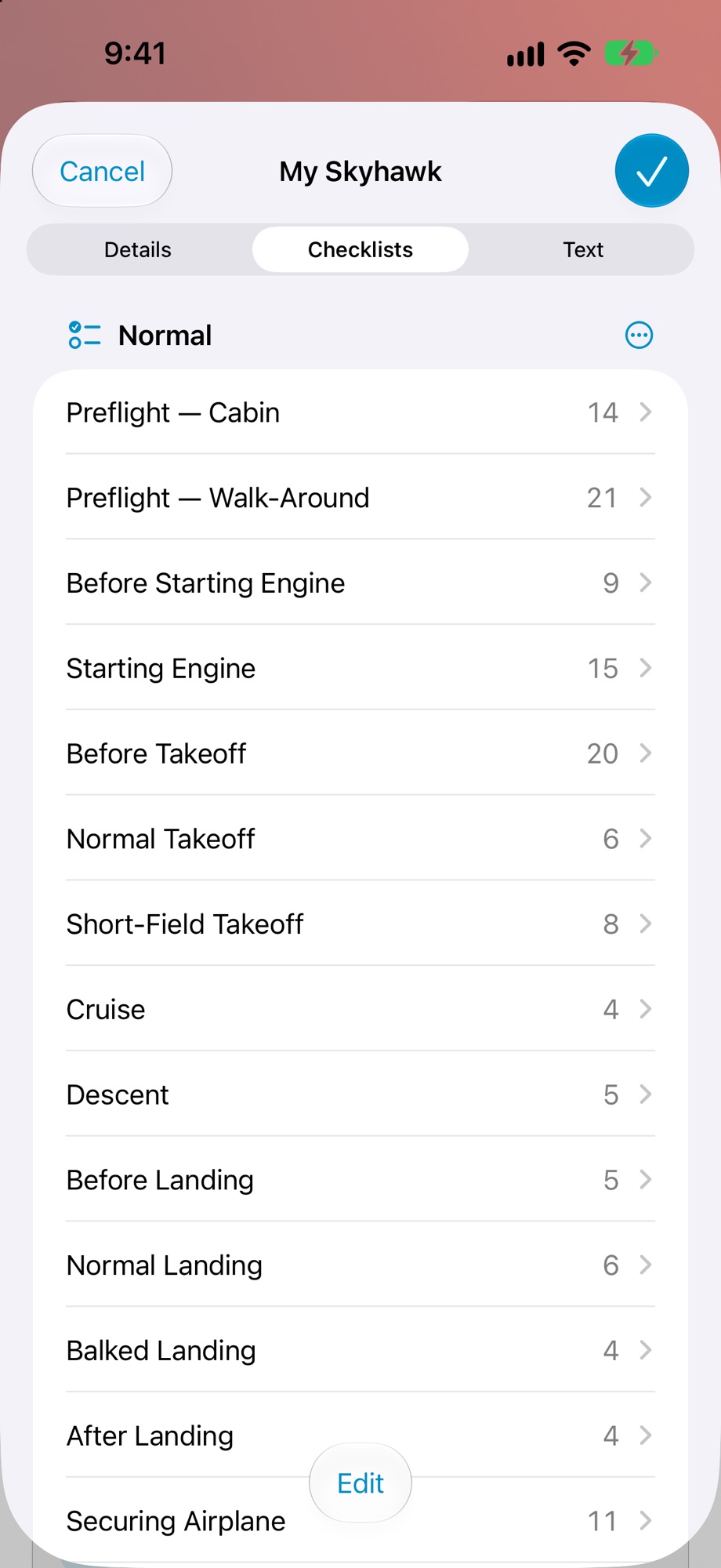 Flight Check'd custom checklist editor